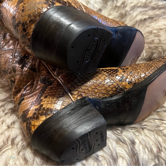 Tony Lama BLK Label Tan Full Snake Men's Boots NEW SOLES & HEELS Sz 9.5 D - Picture 12 of 16
